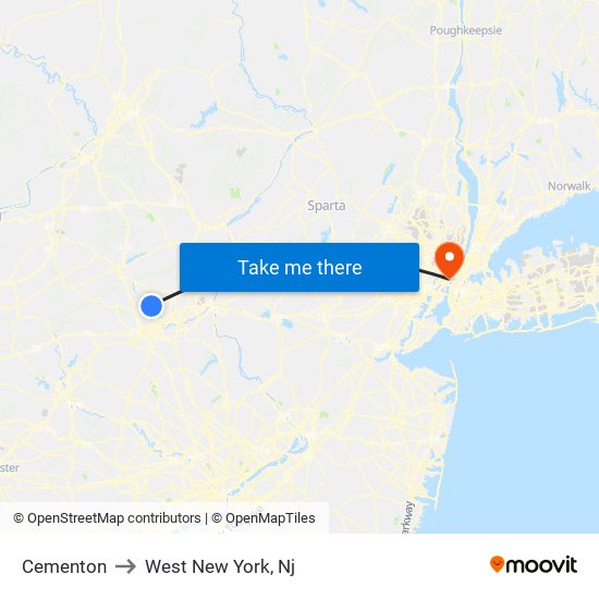 Cementon to West New York, Nj map