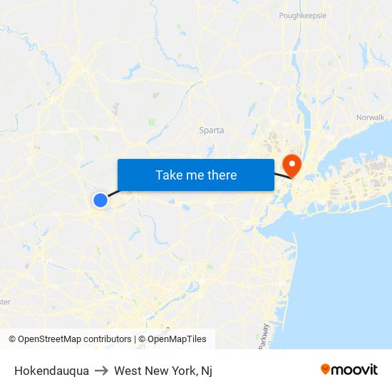 Hokendauqua to West New York, Nj map