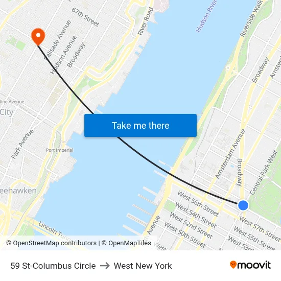 59 St-Columbus Circle to West New York map