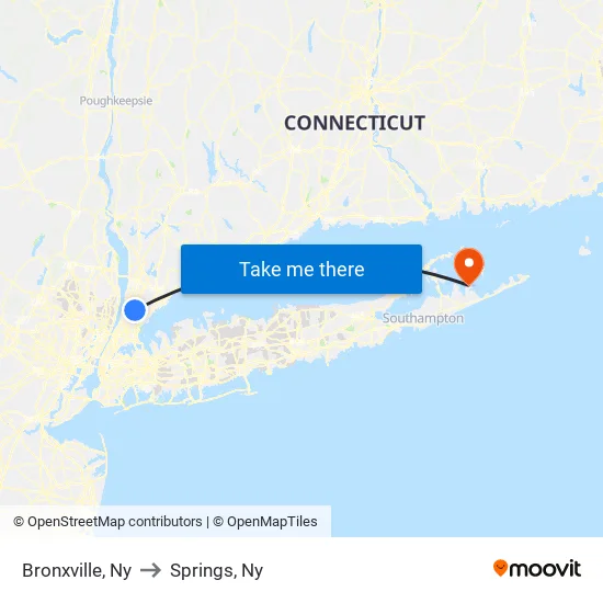 Bronxville to Springs, Ny map