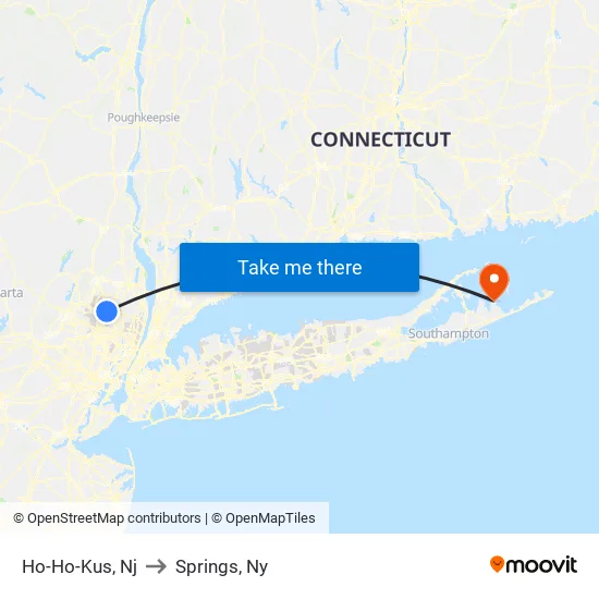 Ho-Ho-Kus to Springs, Ny map