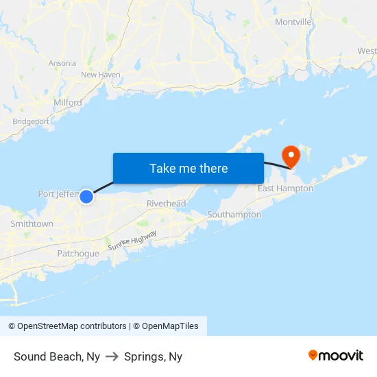 Sound Beach, Ny to Springs, Ny map