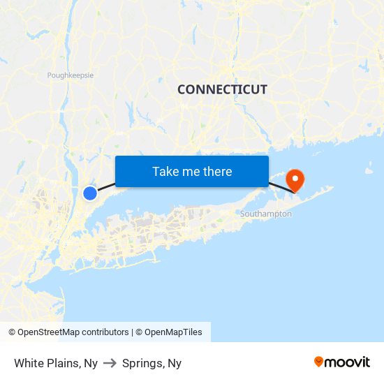 White Plains, Ny to Springs, Ny map