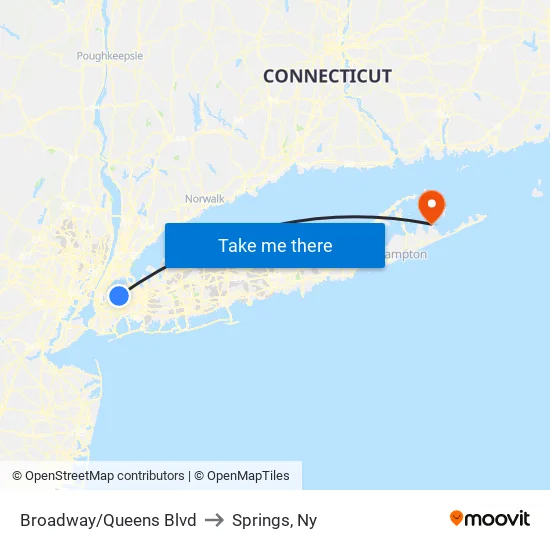 Broadway/Queens Bl to Springs, Ny map