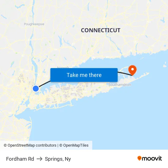Fordham Rd to Springs, Ny map