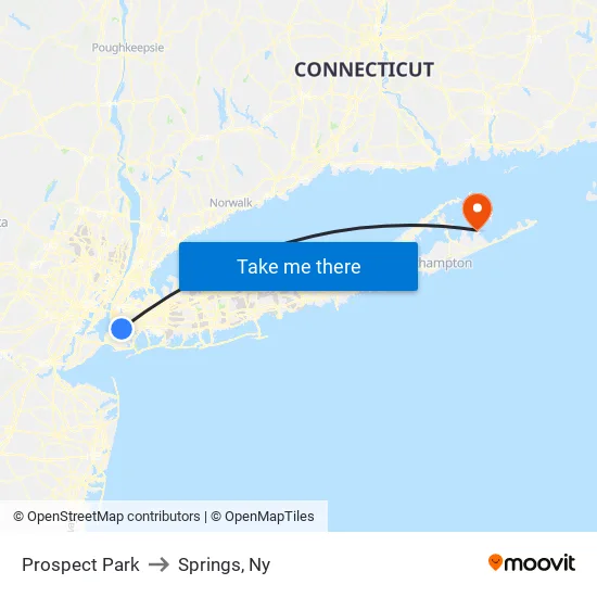 Prospect Park to Springs, Ny map