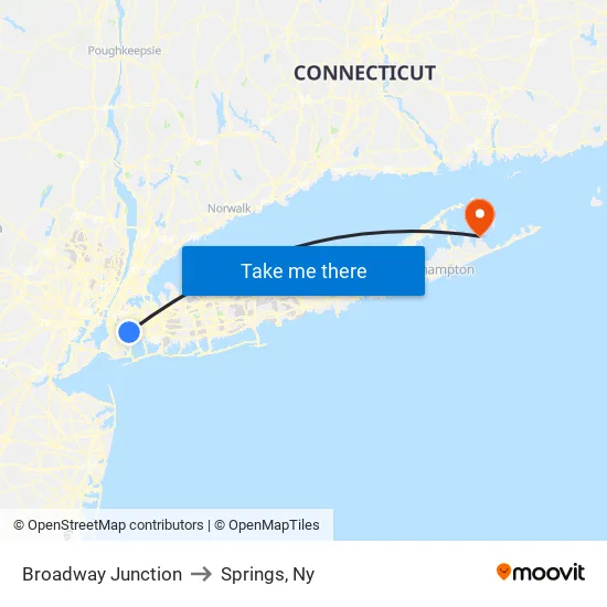 Broadway Junction to Springs, Ny map