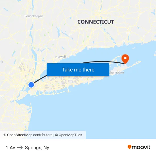 1 Av to Springs, Ny map