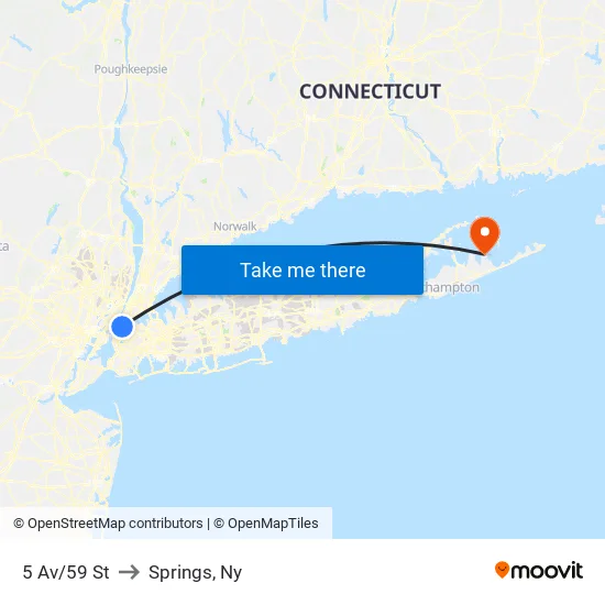 5 Av/59 St to Springs, Ny map