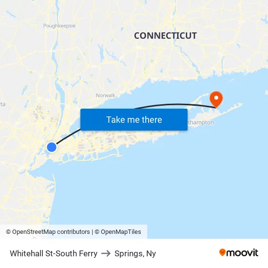 Whitehall St-South Ferry to Springs, Ny map