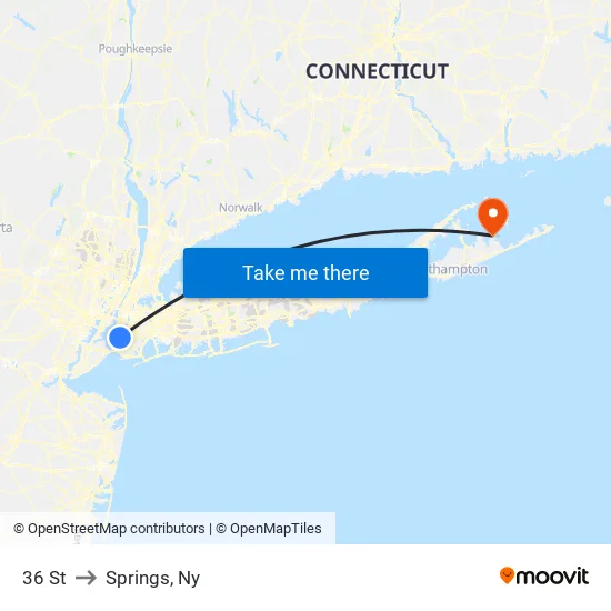 36 St to Springs, Ny map
