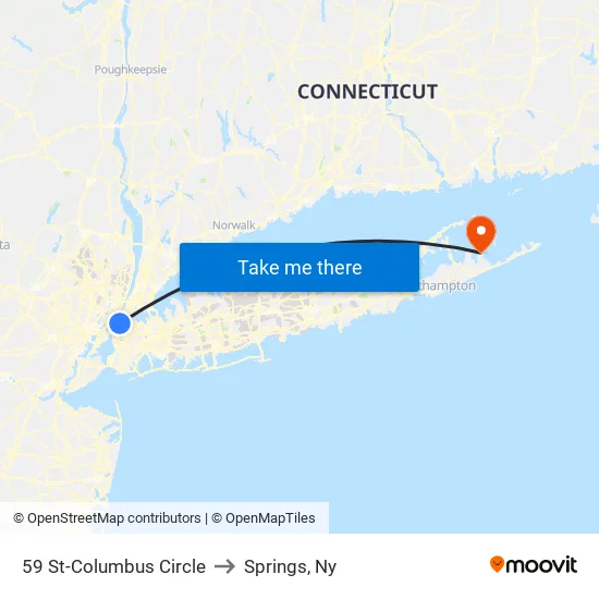 59 St-Columbus Circle to Springs, Ny map