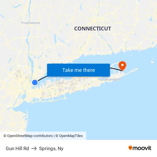 Gun Hill Rd to Springs, Ny map