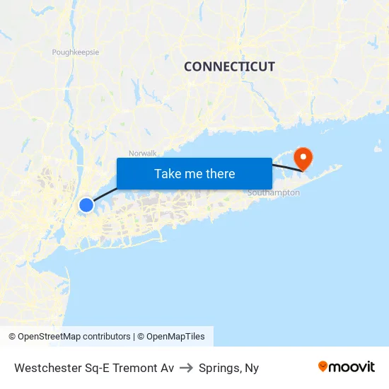 Westchester Sq-E Tremont Av to Springs, Ny map