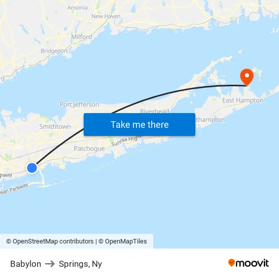 Babylon to Springs, Ny map