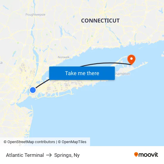 Atlantic Terminal to Springs, Ny map