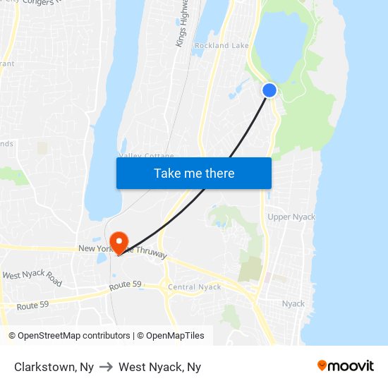 Clarkstown, Ny to West Nyack, Ny map