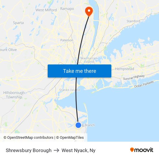 Shrewsbury Borough to West Nyack, Ny map