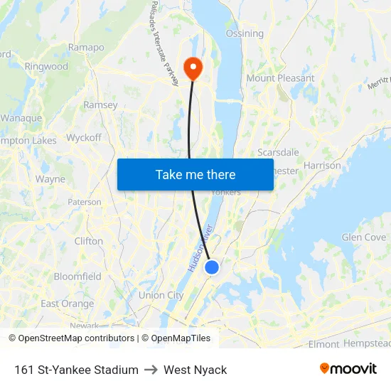 161 St-Yankee Stadium to West Nyack map