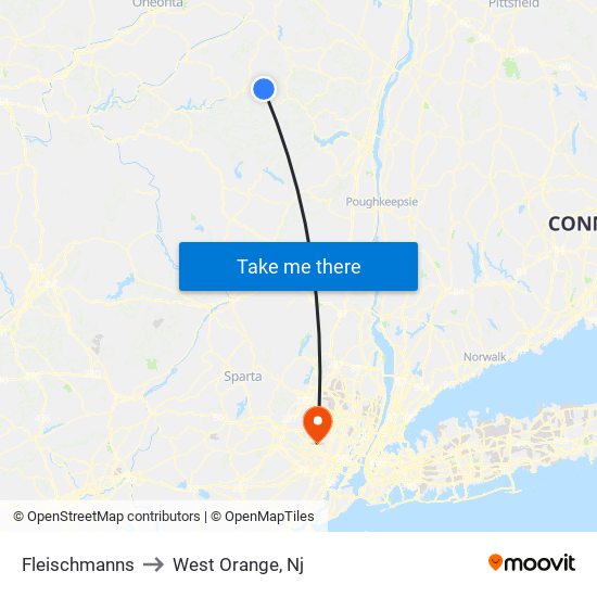 Fleischmanns to West Orange, Nj map