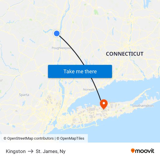 Kingston to St. James, Ny map