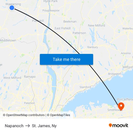 Napanoch to St. James, Ny map