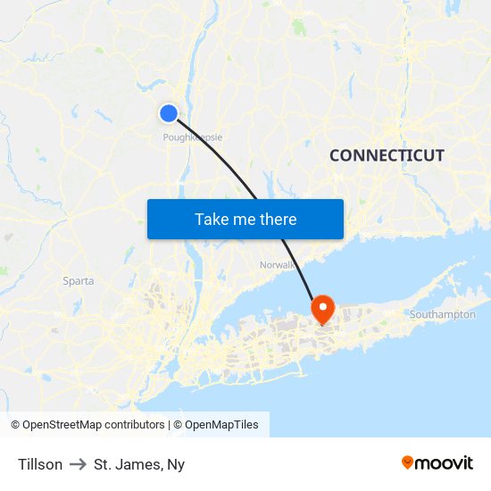 Tillson to St. James, Ny map
