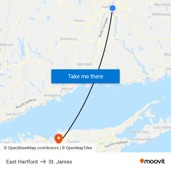 East Hartford to St. James map