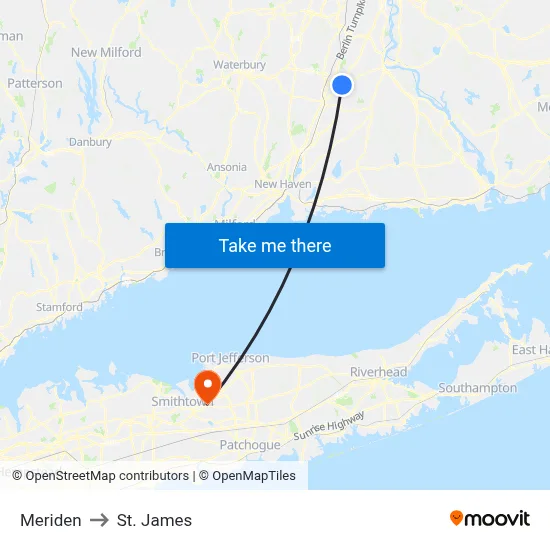 Meriden to St. James map