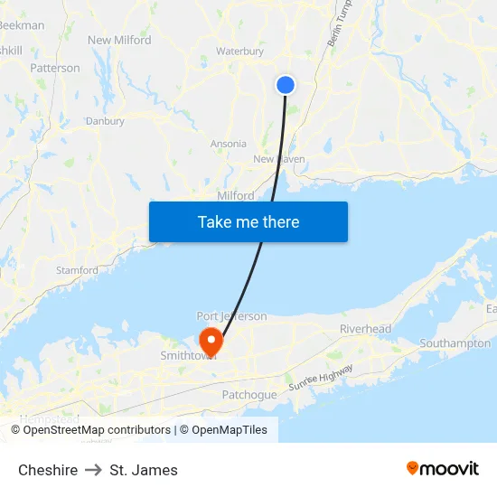 Cheshire to St. James map