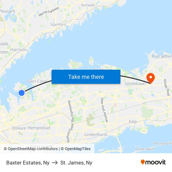 Baxter Estates, Ny to St. James, Ny map