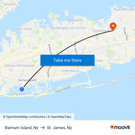 Barnum Island, Ny to St. James, Ny map