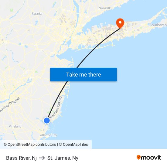 Bass River, Nj to St. James, Ny map