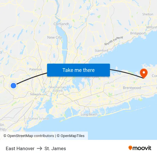 East Hanover to St. James map