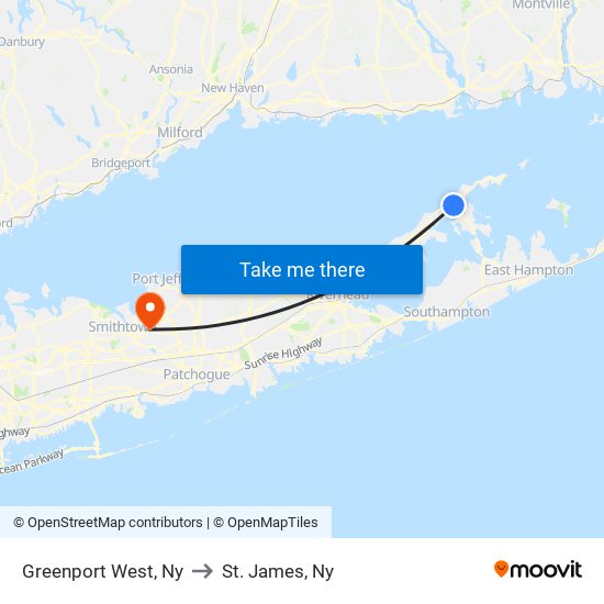 Greenport West, Ny to St. James, Ny map