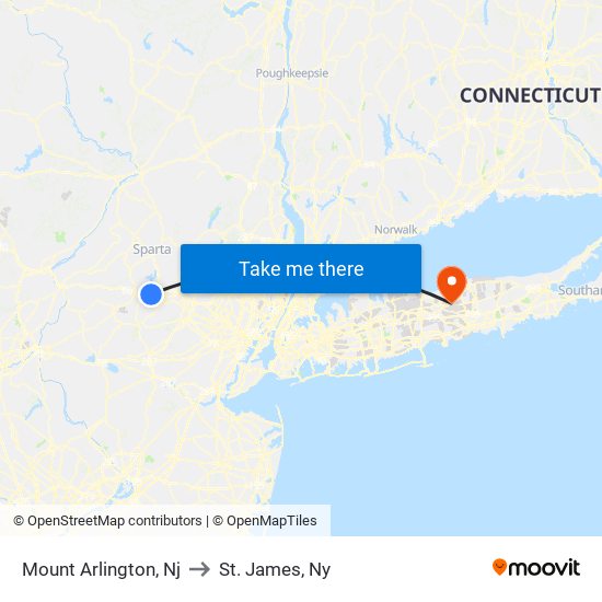 Mount Arlington, Nj to St. James, Ny map