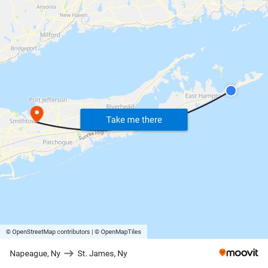 Napeague, Ny to St. James, Ny map
