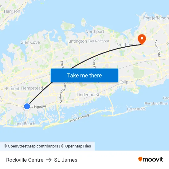Rockville Centre to St. James map