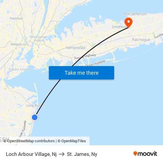 Loch Arbour Village, Nj to St. James, Ny map