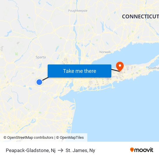 Peapack-Gladstone, Nj to St. James, Ny map