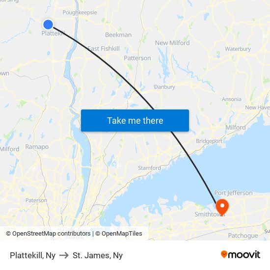 Plattekill, Ny to St. James, Ny map