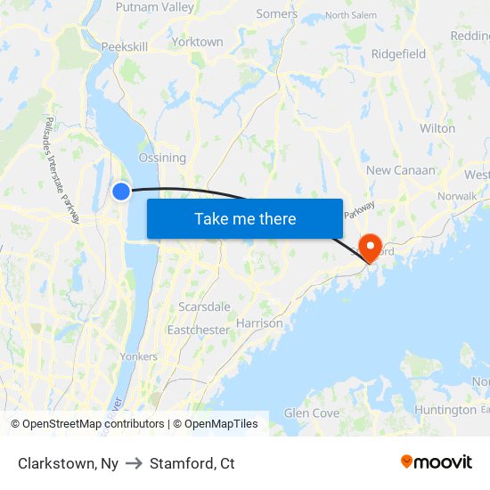 Clarkstown, Ny to Stamford, Ct map