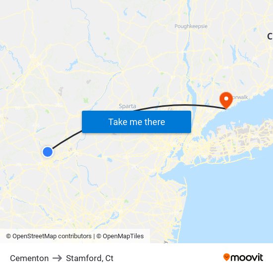 Cementon to Stamford, Ct map