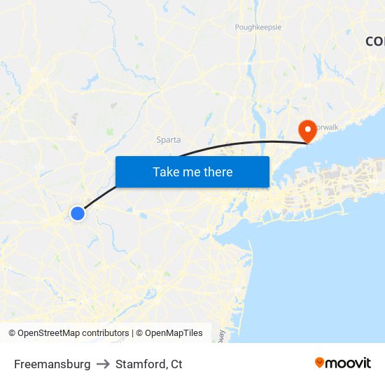 Freemansburg to Stamford, Ct map