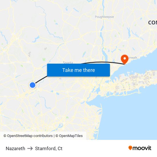 Nazareth to Stamford, Ct map