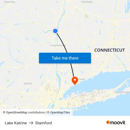 Lake Katrine to Stamford map