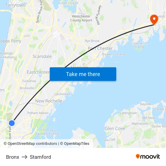 Bronx to Stamford map