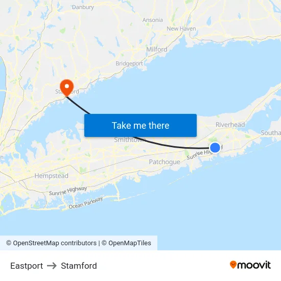Eastport to Stamford map