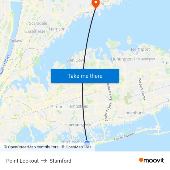 Point Lookout to Stamford map