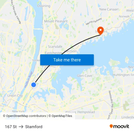 167 St to Stamford map